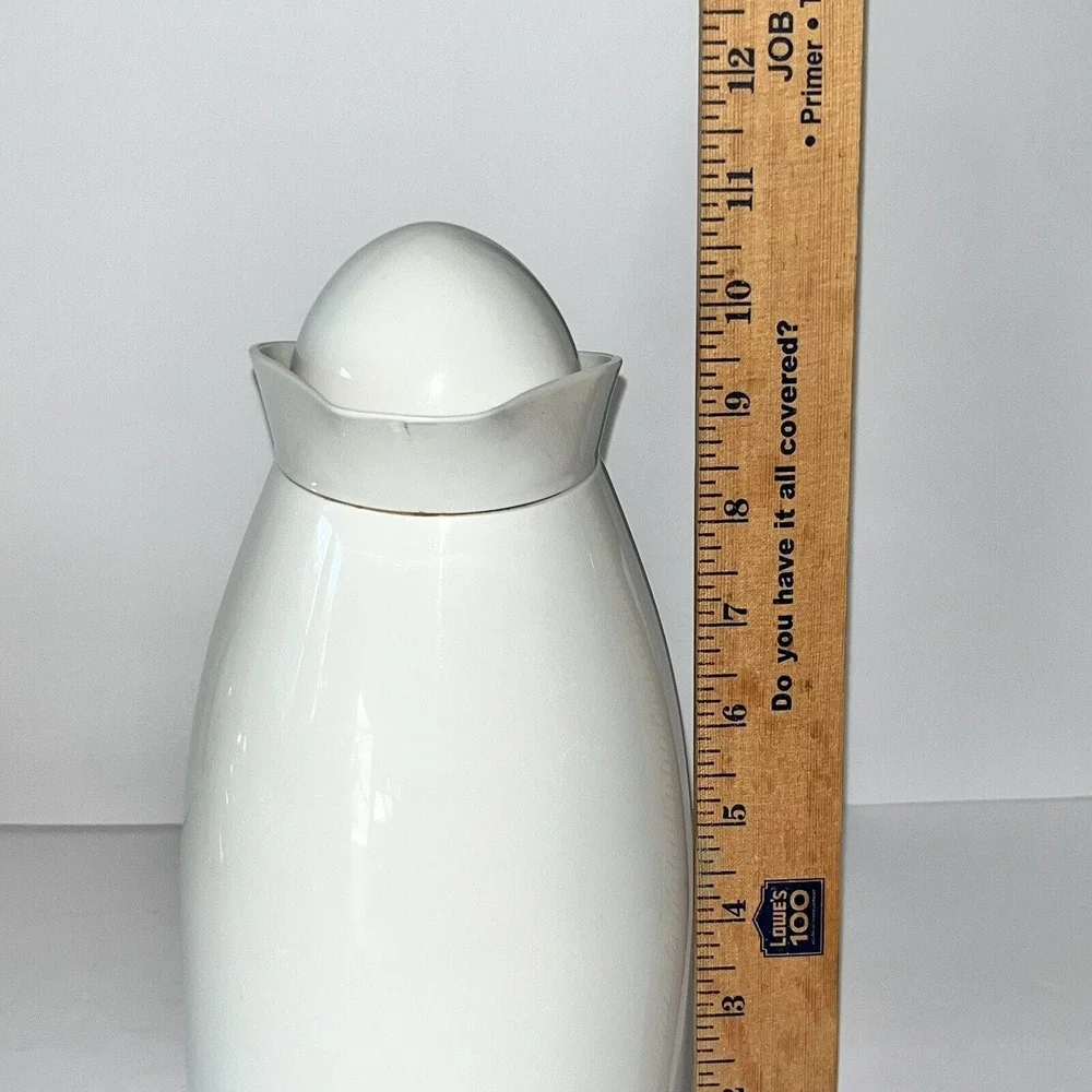 Vintage Insulated‎ Coffee Tea Thermal Pitcher Server Vacuum Carafe White Country